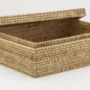 Coffret rectangulaire en rotin naturel