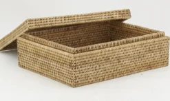Coffret rectangulaire en rotin naturel