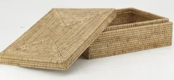 Coffret rectangulaire en rotin naturel