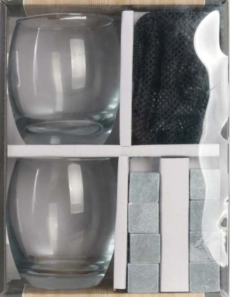 Coffret 2 verres et pierres à whisky