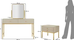 Coiffeuse en bois de pin avec miroir et tabouret Luxury