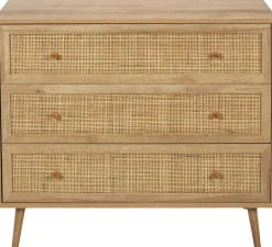 Commode cannage et bois 3 tiroirs Bali