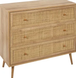 Commode cannage et bois 3 tiroirs Bali