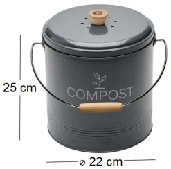 Composteur de cuisine en métal avec filtre et seau en platique (8 litres)
