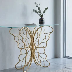 Console en métal doré Butterfly 110 x 40 x 76 cm