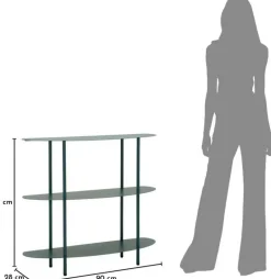 Console en métal Saturn 90 x 28 x 81 cm (Vert)