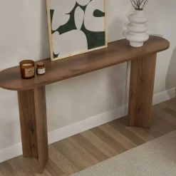 Console moderne en aggloméré Sira (Noyer vieilli)