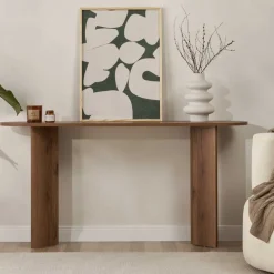 Console moderne en aggloméré Sira (Noyer vieilli)