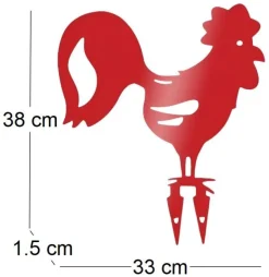 Coq décoratif en acier coloré sur pic