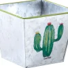 Corbeille carré en métal galvanisé Cactus