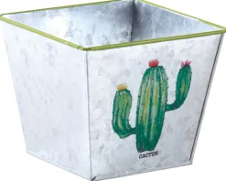 Corbeille carré en métal galvanisé Cactus