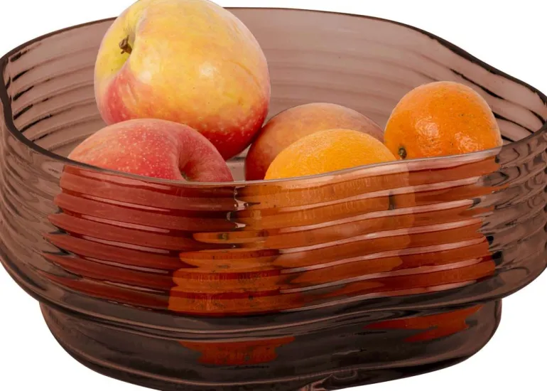 Corbeille à fruits en verre 22 x 11 cm Wave (Chocolat)