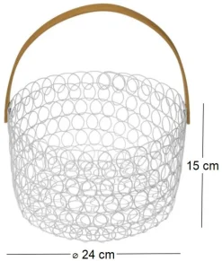 Corbeille à fruits ronde fil métallique 24 cm (Blanc)