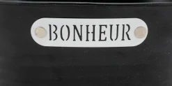 Corbeille ovale en métal laqué noir Bonheur