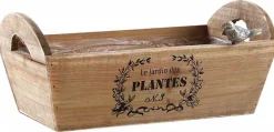 Corbeille rectangulaire en bois teinté Le jardin des plantes