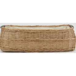 Corbeille rectangulaire en osier buff et coton