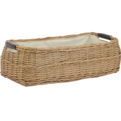 Corbeille rectangulaire en osier buff et coton