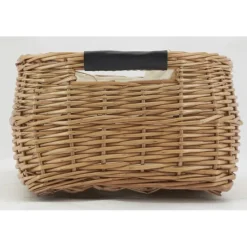 Corbeille rectangulaire en osier buff et coton