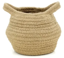 Corbeille ronde en jute naturelle avec 2 poignées