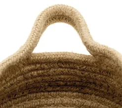 Corbeille ronde en jute naturelle avec 2 poignées