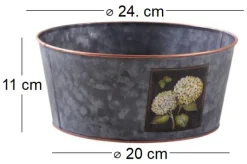 Corbeille ronde en métal patiné gris Hortensia