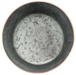 Corbeille ronde en métal patiné gris Hortensia