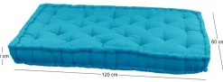 Coussin de palette en coton coloré 120 x 60 cm (Turquoise)