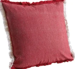 Coussin en coton avec franges (Rouge)