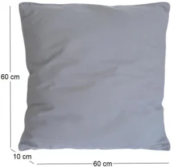 Coussin en coton coloré Salsa 60 cm (Gris Clair)