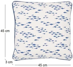Coussin en coton Sea 45 x 45 cm (Banc de poissons)