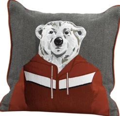 Coussin en coton Ski funny (Ours)