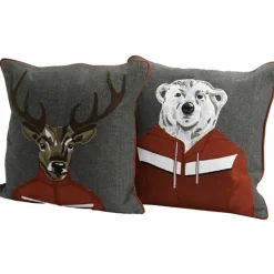Coussin en coton Ski funny (Ours)