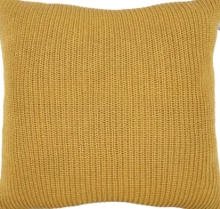 Coussin en coton velours côtelé Lines (Jaune moutarde)