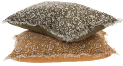 Coussin en lin à motifs Capucine 40 x 60 cm (Vert)