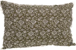Coussin en lin à motifs Capucine 40 x 60 cm (Vert)