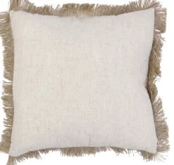 Coussin à franges en raphia 40 cm (Noir)