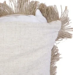 Coussin à franges en raphia 40 cm (Noir)
