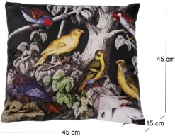 Coussin imprimé oiseaux sur branche 45 cm
