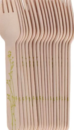 Couverts en bois 100% compostable Herbe (Fourchettes Lot de 20)