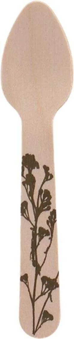 Couverts en bois 100% compostable Herbe (Petites cuillères Lot de 20)