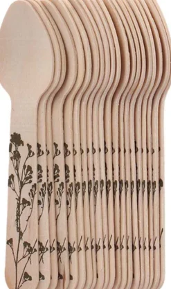 Couverts en bois 100% compostable Herbe (Petites cuillères Lot de 20)