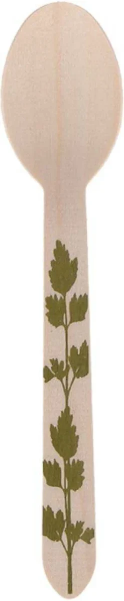 Couverts en bois 100% compostable Herbe (Cuillères à soupe Lot de 20)