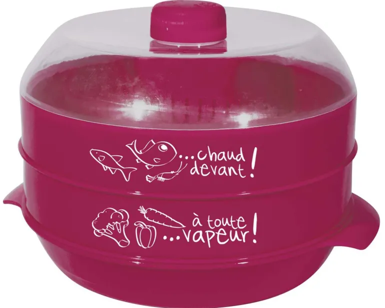 Cuit-vapeur à 2 étages spécial micro-ondes 2.4L (Fuschia)