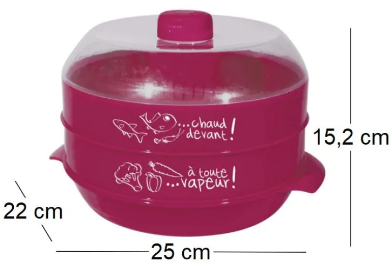 Cuit-vapeur à 2 étages spécial micro-ondes 2.4L (Fuschia)