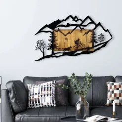 Décoration murale en bois et métal Walnut (Cycliste)