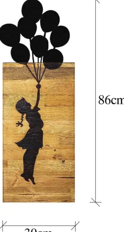 Décoration murale en bois et métal Walnut (Enfant et ballons)