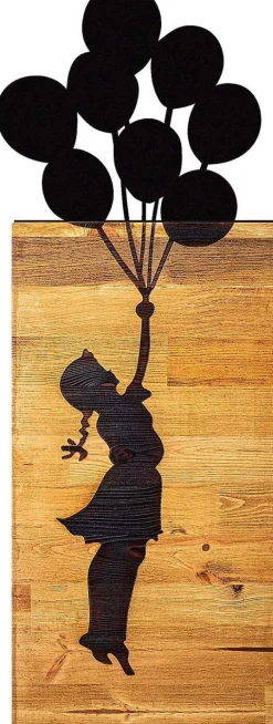 Décoration murale en bois et métal Walnut (Enfant et ballons)