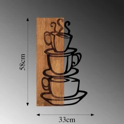 Décoration murale en bois et métal Walnut (Tasses)