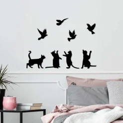 Décoration murale en métal Animal (Chats et oiseaux)