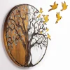 Décoration murale en métal et bois Arbre (Modèle 4)